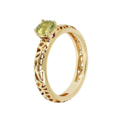 Anello Solitario Traforato Con Pietra Naturale – ETRUSCA GIOIELLI