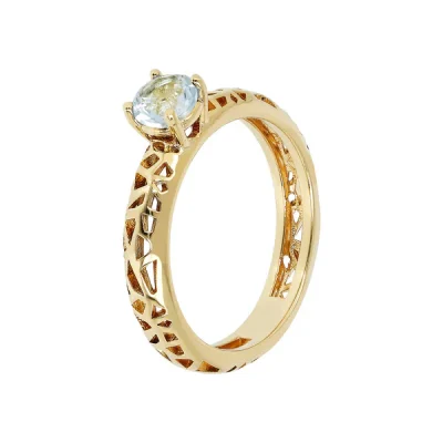 Anello Solitario Traforato Con Topazio - ETRUSCA GIOIELLI