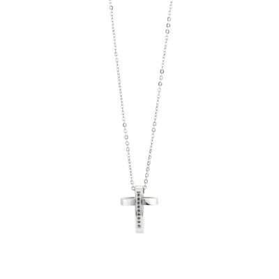 Collana con crocefisso e fila di zirconi neri - BOCCADAMO