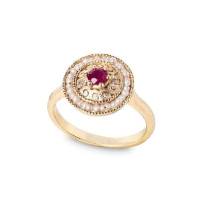 Anello in Oro, Perle e Pietre preziose - GERARDO SACCO