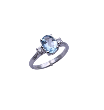Anello in oro bianco con diamanti e acquamarina – DAVITE & DELUCCHI