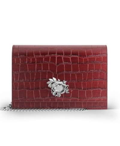 Pochette Jungle Pelle Croco Borgogna – GIOVANNI RASPINI