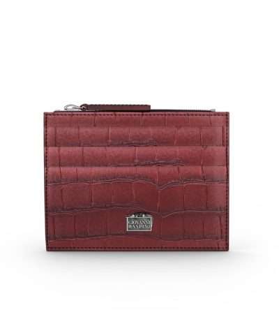 Portacarte con Zip Pelle Croco Borgogna – GIOVANNI RASPINI