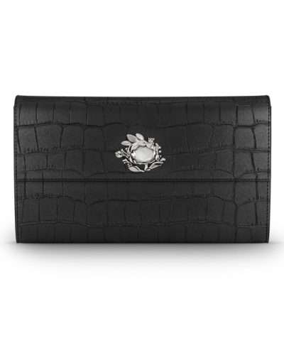 Portafoglio Continental Pelle Croco Nera – GIOVANNI RASPINI