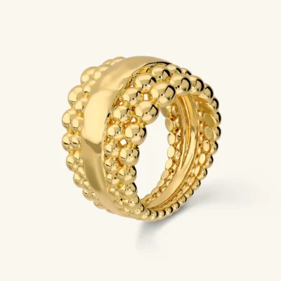 Anello a Fascia Graduato Texture Pallinata – ETRUSCA GIOIELLI